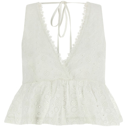 PINKO White Cotton Sleeveles T-Shirt