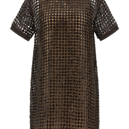 Brunello Cucinelli Brown Silk Short Dress