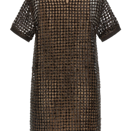 Brunello Cucinelli Brown Silk Short Dress