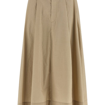 Brunello Cucinelli Beige Cotton Midi Skirt