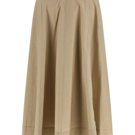 Brunello Cucinelli Beige Cotton Midi Skirt