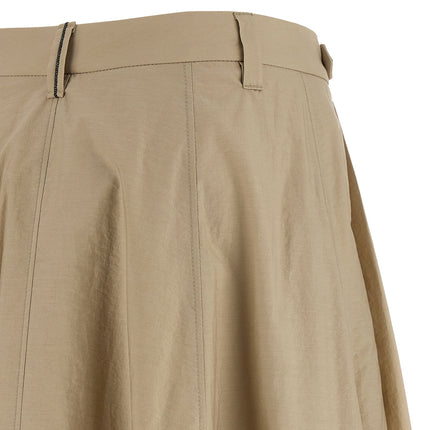 Brunello Cucinelli Beige Cotton Midi Skirt