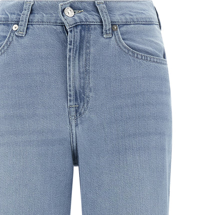 7 For All Mankind Blue Cotton Flared Jeans