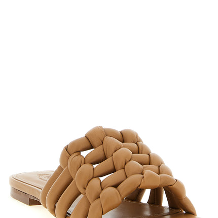 Tod's Brown Lambskin Slides