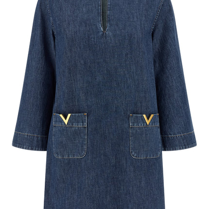 Valentino Garavani Blue Cotton Short Dress