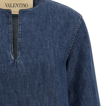 Valentino Garavani Blue Cotton Short Dress