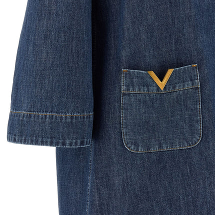 Valentino Garavani Blue Cotton Short Dress