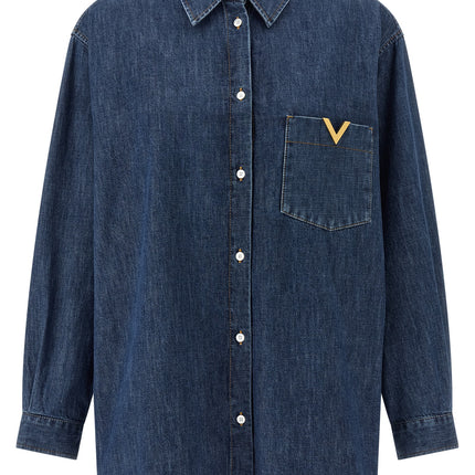 Valentino Garavani Blue Cotton Blouse
