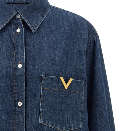 Valentino Garavani Blue Cotton Blouse