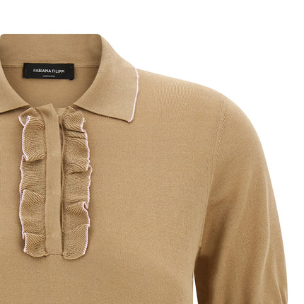 Fabiana Filippi Beige Silk Polo Shirt