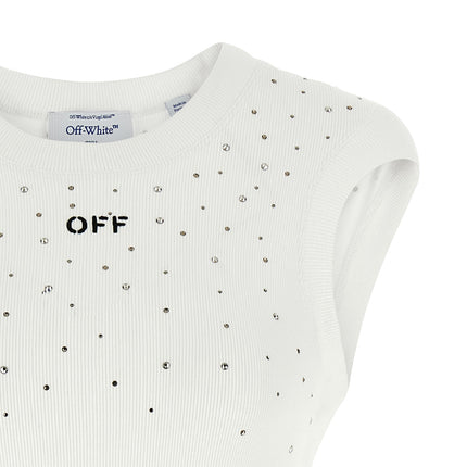 Off-White White Viscose Sleeveles T-Shirt
