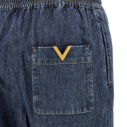 Valentino Garavani Blue Cotton Flared Jeans
