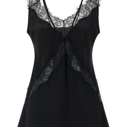 PINKO Black Viscose Sleeveles T-Shirt