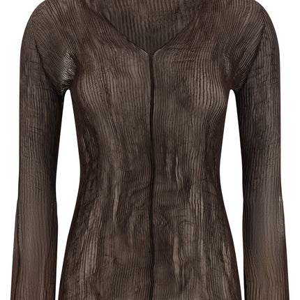 Issey Miyake Brown Polyester Blouse