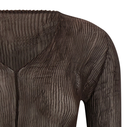 Issey Miyake Brown Polyester Blouse