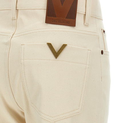 Valentino Garavani Beige Cotton Flared Jeans
