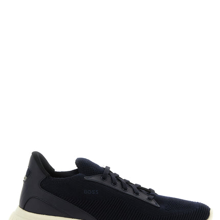 Hugo Boss Blue Cowhide Athletic Sneakers