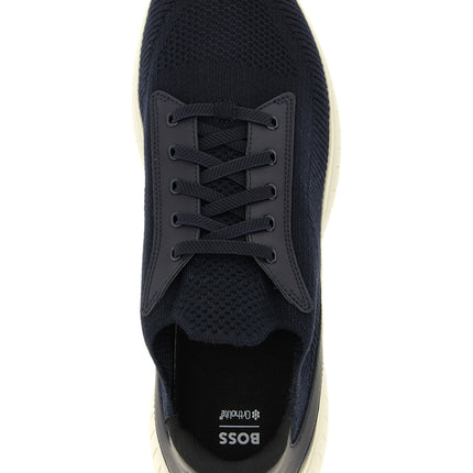 Hugo Boss Blue Cowhide Athletic Sneakers