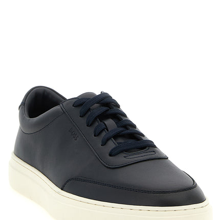 Hugo Boss Blue Cowhide Low Top Sneakers
