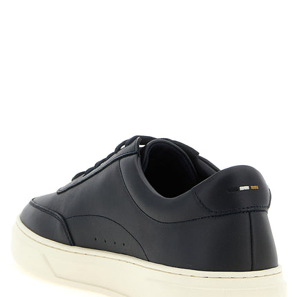 Hugo Boss Blue Cowhide Low Top Sneakers