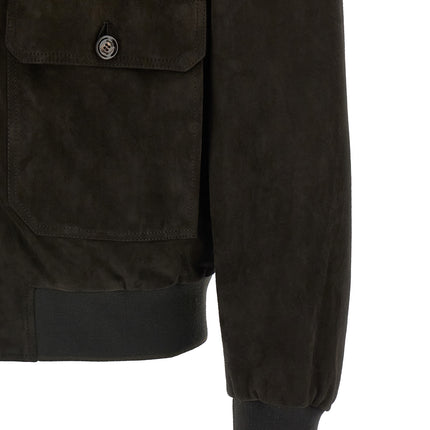 MooRER Brown Lamb Leather Leather Jacket