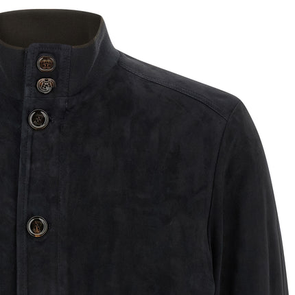 MooRER Blue Lamb Leather Leather Jacket