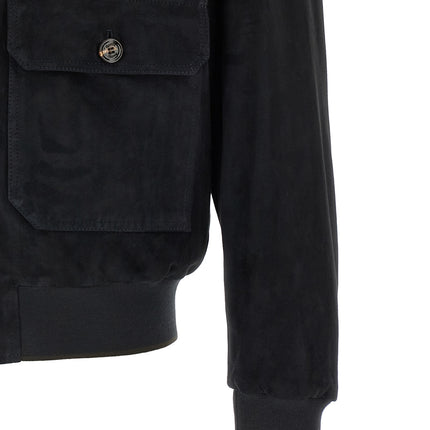 MooRER Blue Lamb Leather Leather Jacket