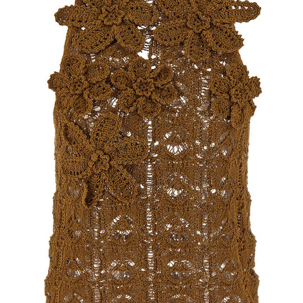 PINKO Brown Cotton Sleeveles T-Shirt