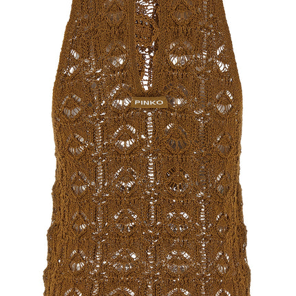PINKO Brown Cotton Sleeveles T-Shirt