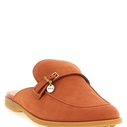 Tod's Orange Calfskin Mules