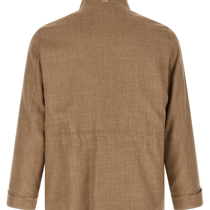 Herno Beige Wool Full-Length Jacket