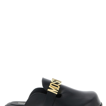 Moschino Black Calfskin Clogs