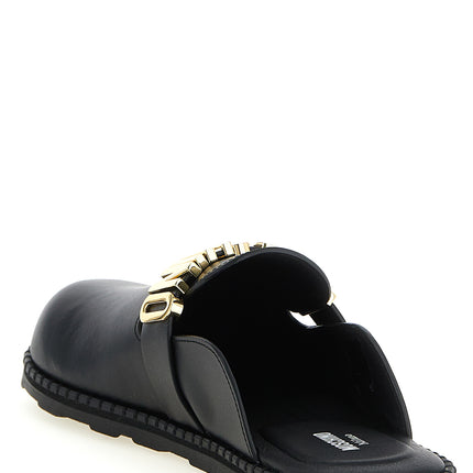 Moschino Black Calfskin Clogs