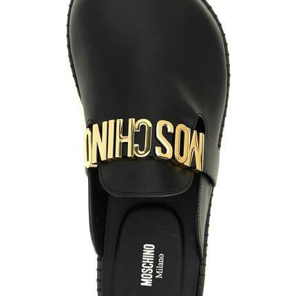 Moschino Black Calfskin Clogs
