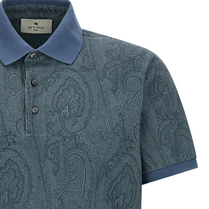 Etro Blue Cotton Polo Shirt