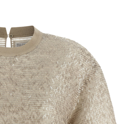 Brunello Cucinelli Beige Silk T-Shirt