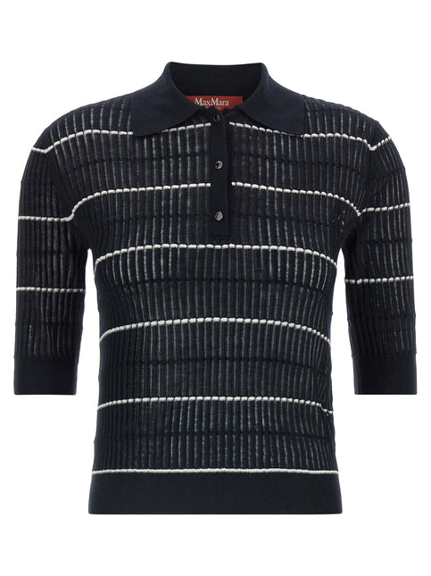 Max Mara Blue Silk Polo Shirt