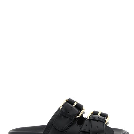 Moschino Black Calfskin Slides