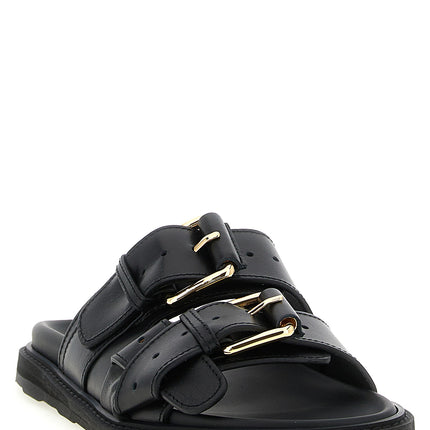 Moschino Black Calfskin Slides