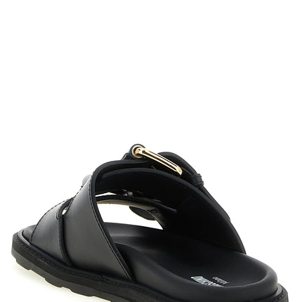 Moschino Black Calfskin Slides