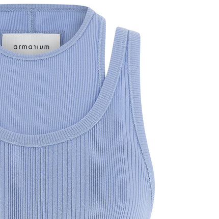Armarium Blue Cotton Sleeveles T-Shirt