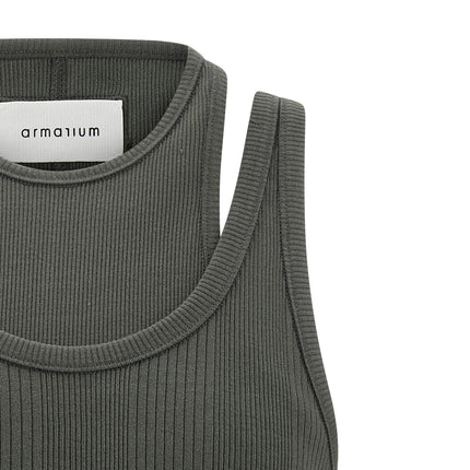 Armarium Gray Cotton Sleeveles T-Shirt