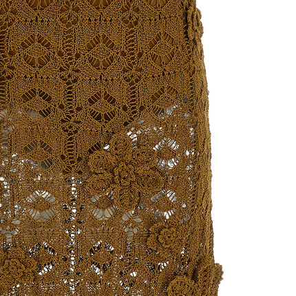 PINKO Brown Cotton Midi Skirt