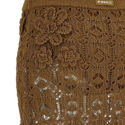 PINKO Brown Cotton Midi Skirt