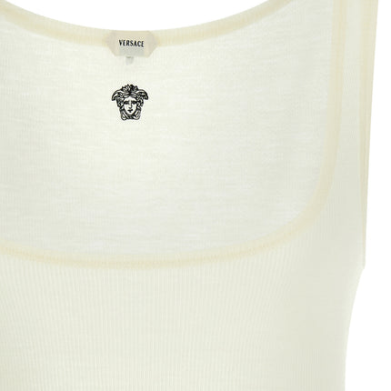 Versace White Virgin Wool Sleeveles T-Shirt