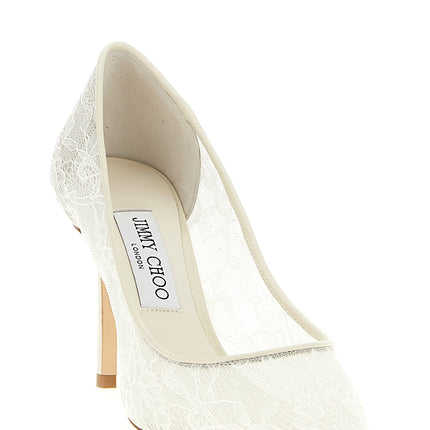 Jimmy Choo White Tencel High Heel Pumps