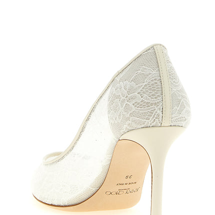 Jimmy Choo White Tencel High Heel Pumps