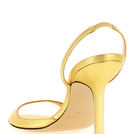 Armarium Gold Lambskin Stiletto Heel Sandals