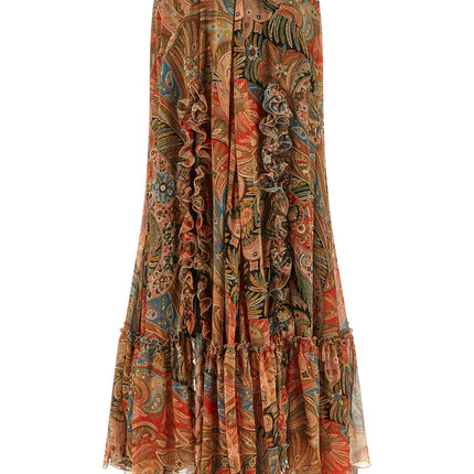 Etro Orange Silk Mini Skirt