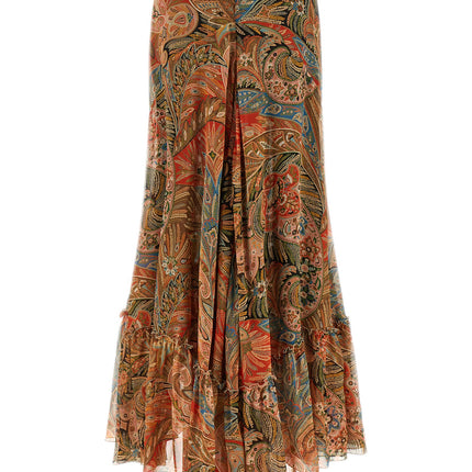 Etro Orange Silk Mini Skirt